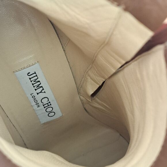 Jimmy Choo Minori 85 Cuoio Brown Embossed Leather Boots Women’s 40 US 10 - Picture 15 of 16